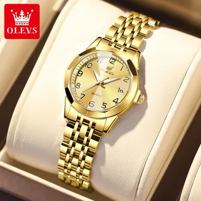 OLEVS Quartz Watch for Women Rhombus Mirror Number Dial Solid Stainless Steel Waterproof Elegant