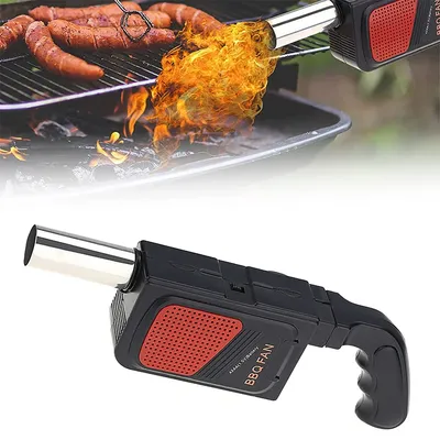 LMETJMA BBQ Air Blower Portable Handheld Electric BBQ Fan Outdoor Camping Barbecue Charcoal Grill