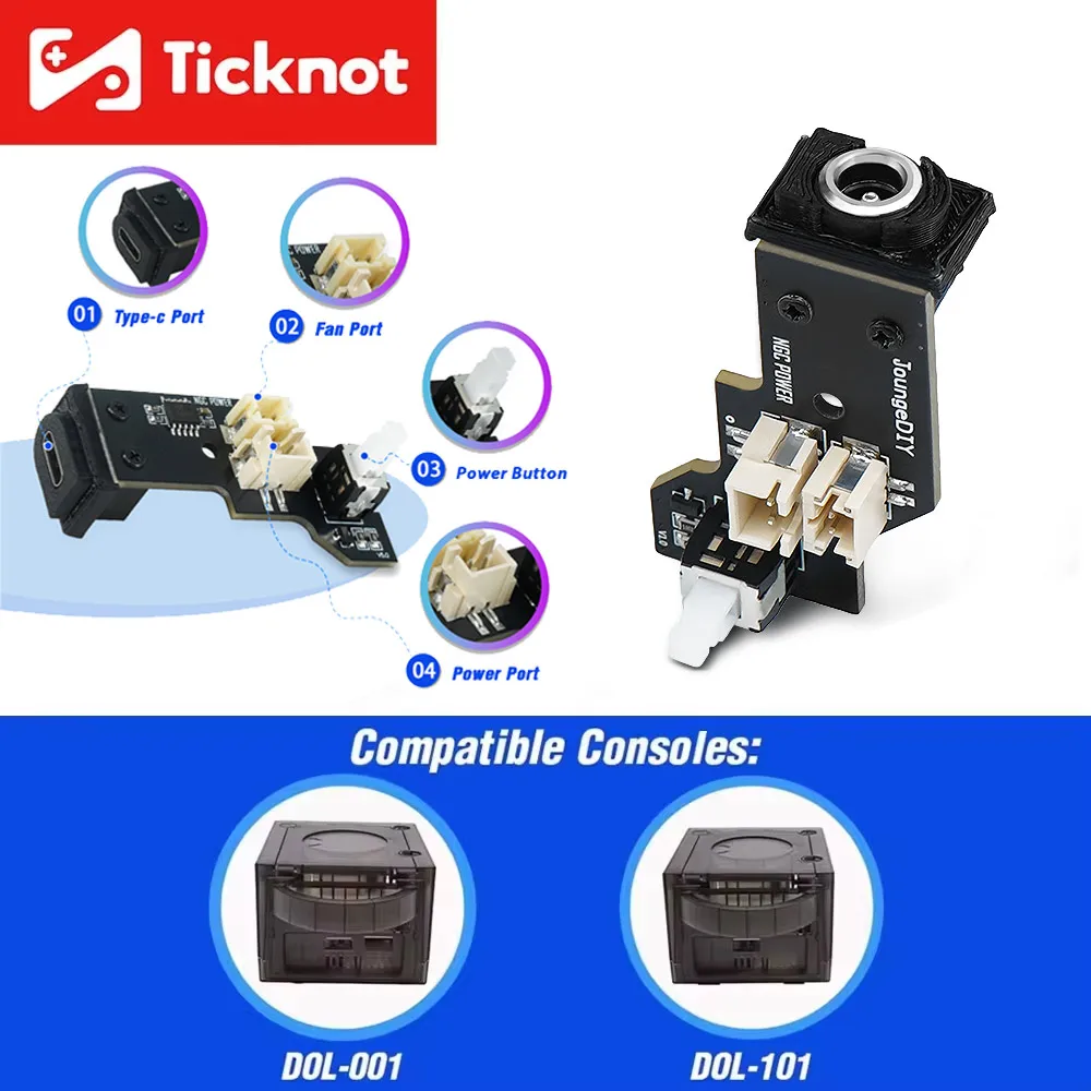 Replacement DC/Type C PSU Mod For Nintendo Gamecube PSU Power Supply Power Board For NGC Game Console DOL-001/DOL-101