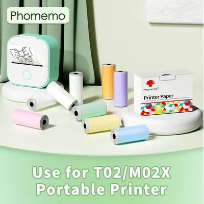 Phomemo T02/M02X Colorful Thermal Sticker Paper Roll Self-adhesive Black Character on Mint