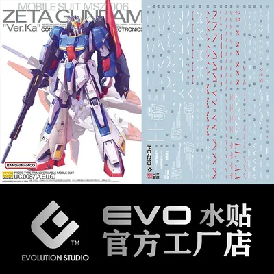 EVO Model Decals Water Slide Decals Tool For 1/100 MG Zeta Ver.Ka Fluorescent Sticker Models Toys Detail-up Accessories