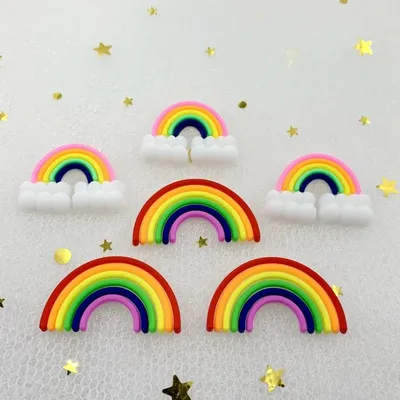 20PCS PVC Soft Gel Rainbow Candy Color DIY Cartoon Crafts Scrapbook Decoration cabochon kawaii
