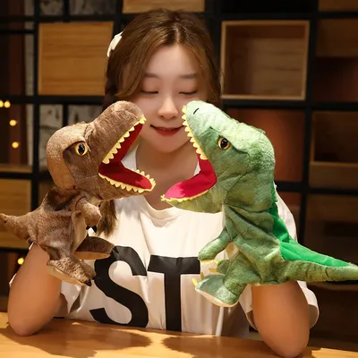 1 pc Dinosaur Plush Hand Puppets Lifelike Triceratop Tyrannosaurus Rex Hand Puppets for Kids Adults