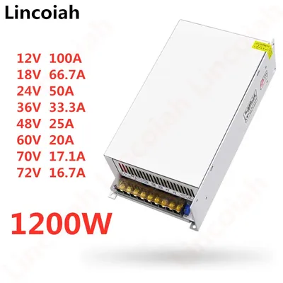 1200W Switching Power Supply DC 12V 18V 24V 36V 48V 60V 70V 72V AC 100-240V SMPS CNC Adjustable