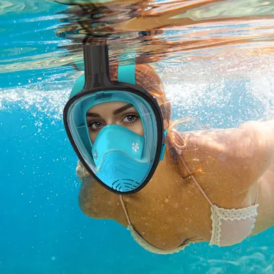 Full Face Snorkel Mask Snorkeling with Camera Mount 180 Degree Panoramic View Anti-Fog Anti-Leak