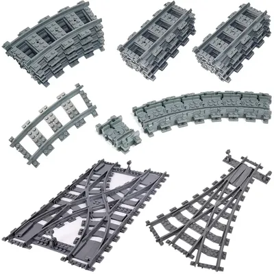 NEW City Trains Flexible Tracks Soft Straight Curved Rails Switch Building Block Creative Models