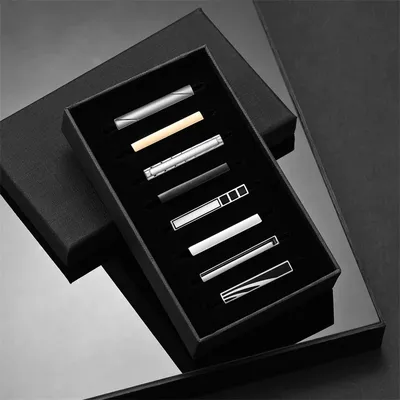8 PCS Short Tie Clips Set With Gift Box Men's Tie Clip Tie Pin Accessories Man Shirt Cufflinks Men Cuff Gift For Husband Gadgets