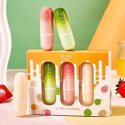 3pcs/Set Fruits Lip Balm Sets Temperature Color Change Moisturizing Nourishing Hydrating Lipstick