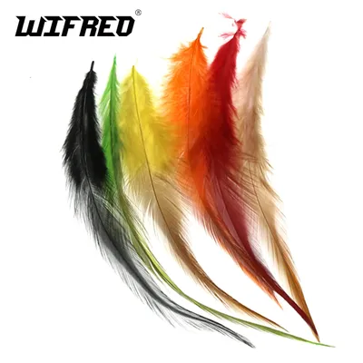 Wifreo 50pcs Fly Tying Natural Chicken/Rooster Saddle Hackle Cock Feathers for Streamer&Woolly