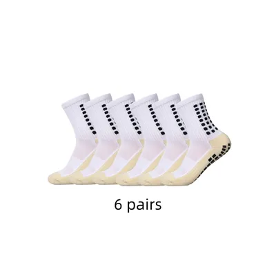 6 pairs of anti-skid classic sports socks with adhesive points, football socks