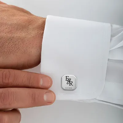 Personalized ID Cufflinks Men,Custom Text Logo Message Cuff Links For Groom/Fathers Of The