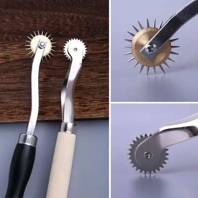 Leather Scribing Wheel Tracing Wheel Sewing Tool Needle Point Tracing Wheel Wooden Handle Scribing