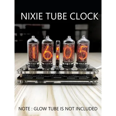4 Digit IN-8 Nixie Glow Tube Clock IN8 Glow Tube Digital Solid Wood Desk Alarm Plug-in Design Basic Version