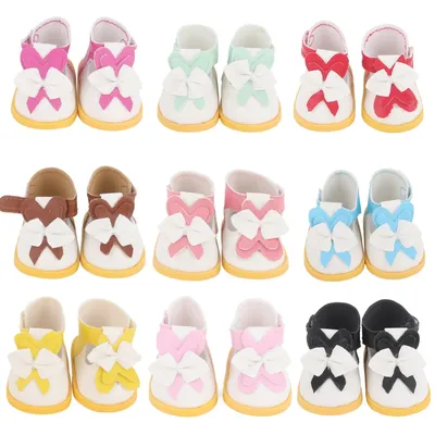 1/6 Cute 5.5cm PU Leather Bow Doll Shoes Boots For 14" American& EXO Doll Mini Shoes Accessories For 32-33 Russia DIY Doll TOY
