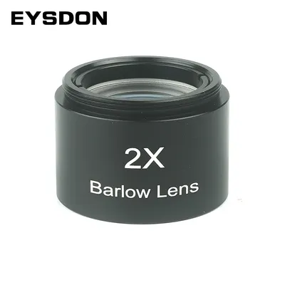 EYSDON 2X Barlow Lens 1.25 Inch Fully Metal Coated Optical Glass With Front M28*0.6mm Filter Threads