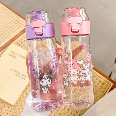 New Cute Sanrio Cinnamoroll Kuromi Water Cup Girls Plastic Cup High Temperature Resistant Summer