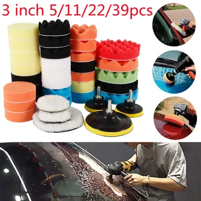 5/11/22/39 Pack Car Polishing Pad Kit 3 Inch Washable Polishing Pad Sponge Polishing Pad Reusable