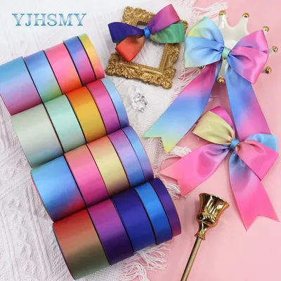 Rainbow Satin Ribbon Rainbow Colored Ribbon for Crafts Gift Wrapping Pride Birthday Party Decoration