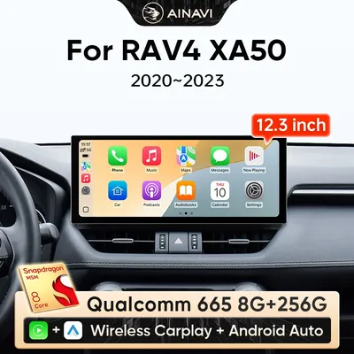 Ainavi 12.3 inch Car Radio For Toyota RAV4 2020 2021 2022 2023 XA50 Qualcomm Wireless Carplay Android Auto 4G Car Multimedia Din
