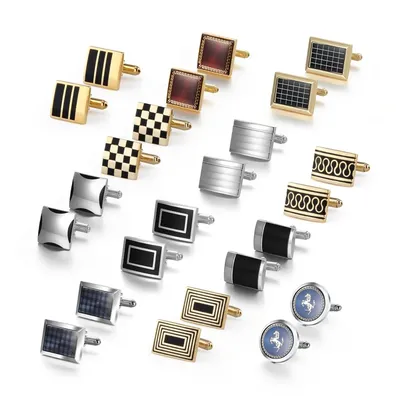 1Pair Square Man Shirt Cufflinks Copper Tie Clips & Cufflinks For Mens Luxury Wedding Guests Gifts