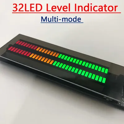 Multi-mode 32LED Level Indicator Music Spectrum Display Atmosphere Light Stereo Audio Rhythm Lamp VU Meter DC 12V 24V CAR Player