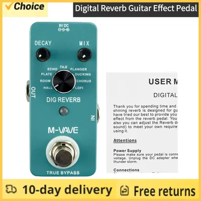 M-VAVE DIG REVERB Digital Reverb Guitar Effect Pedal 9 Reverb Types Decay & Mix Control True Bypass