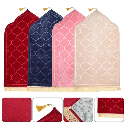 Non-slip Portable Flannel Carpet Prayer Mat Soft Travel Prayer Rug Worship Kneel Embossing Floor
