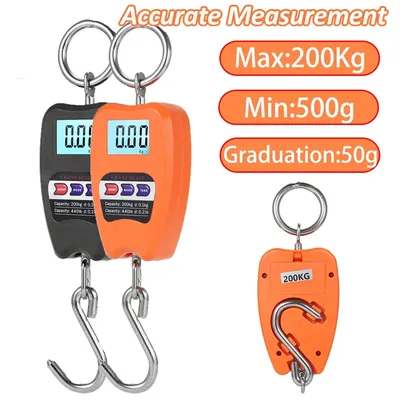 200KG Digital Crane Scales Industrial Hanging Scale Heavy Duty Hanging Hook Handheld Scales