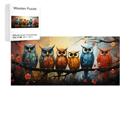 Owl Family ooden Puzzle, Uniquely Irregular Animal Shaped Wooden Jigsaw Puzzles - A Creative Gift