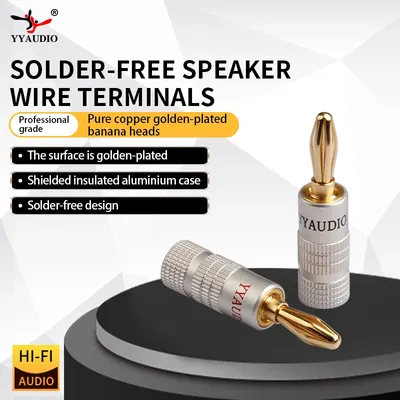 YYAUDIO 8pcs/lot! Audio Plug 4.5mm Jack Banana Plugs for Speaker Wire 24K Gold Plated Banana Adapter