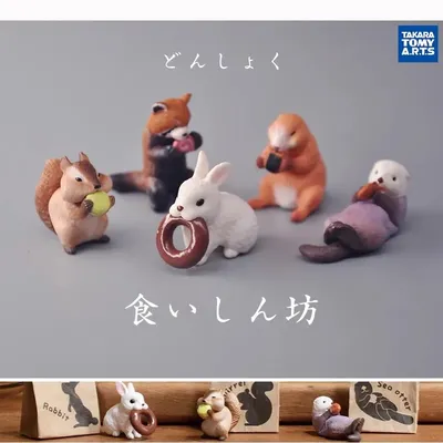 T-arts Kawaii Gashapon Figure Anime Voracious Animals Otter White Rabbit Figurine Cute Capsule Toys