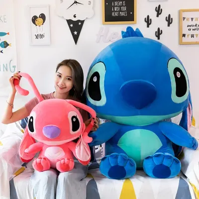 60cm Giant Disney Lilo & Stitch Couple Models Cartoon Stuffed Plush Anime Plushs Baby Toys Pendant