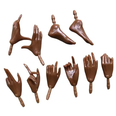 MENGF Doll Hands Feet 1/6 Doll Parts Super White Coffee Brown Doll Accessories DIY Dressing Doll Decors 4 Gesture Hands Parts