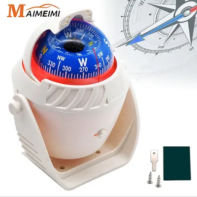 Marine Navigation Compass Black With Electronic LED Light Electronic Sea Pivoting Marine Compass For