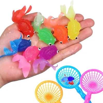 Children's 10Pcs/Set Kawaii Simulation Rubber Goldfish Baby Bath Water Play Games Toys for Kids