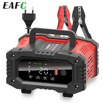 12v/24v Fully Automatic Battery Charger 7-segment Smart Car Battery Charger Pulse Repair for Agm Gel