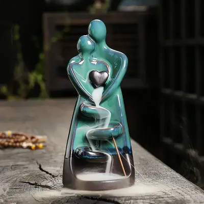 1pc,Creative Ceramic Craft Home Decorate Lover Type Backflow Incense Burner Incense Censer Stick