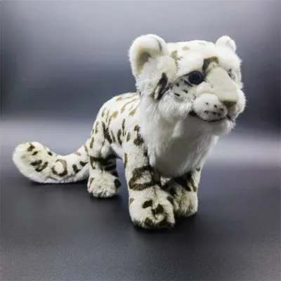 Snow Leopard Plush Toy High Fidelity Cute Snow Panther Plushie Lifelike Animals Simulation Stuffed