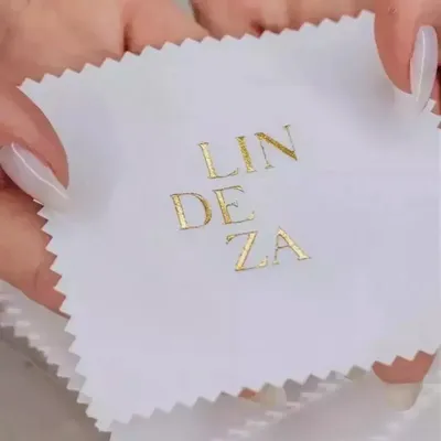 200pcs Emboss Custom LOGO 8*8cm Silver Polish opp bags Cloth for silver Jewelry Cleaner Blue