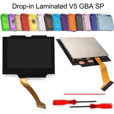 Laminated V5 IPS GBA SP Backlight Backlit LCD Replacement Mod Kits For Game Boy Advance SP NO NEED