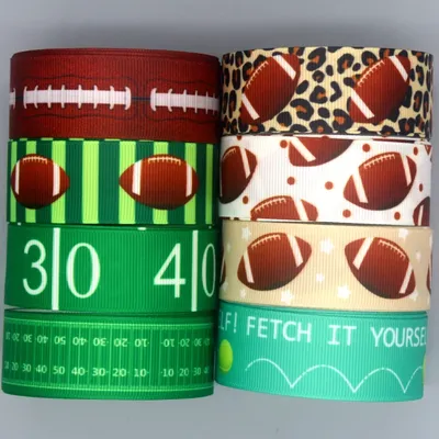 DHK 7/8'' 5yards Football Baseball Printed Grosgrain Ribbon Accessories Material Decoration Collar