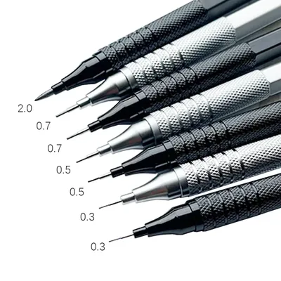 1Pc Mechanical Pencil 0.3/0.5/0.7/2.0mm Low Center of Gravity Metal Drawing Special Pencil Office