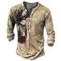 Graphic Aigle Viking du quotidien Décontractées Millésime Rétro Homme 3D effet Chemise Henley Shirt Casual Vacances Sortie T-shirt Kaki manche longue Henley Chemise Printemps Automne Vêtement Tenue