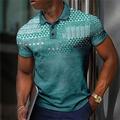 Homme POLO Polo gaufré Polo à revers Polos boutonnés Tee Shirt Golf Rayé Tartan Imprimés Photos Géométrie Col rabattu Bleu vert Bleu Marron Vert Extérieur Plein Air Manche Courte Imprimer Vêtement