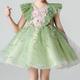 Enfants Fille Robe de fête Paillette Fleur Sans Manches Mariage Occasion spéciale Ruché Maille Zippé Adorable Doux Coton Polyester Mi-long robe soirée Eté Printemps Automne 3-12 ans Vert