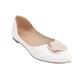 Femme Ballerines Chaussures sexy Chaussures de confort Travail du quotidien Talon Plat Bout pointu Elégant Entreprise Faux Cuir Mocassins Noir Blanche