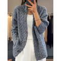 Gilet Cardigan Femme torsadé Tricoter Mao Acrylique Bouton Tricoté Automne Hiver Normal Extérieur du quotidien Sortie Rétro Vintage Mode Décontractées manche longue Couleur unie Bleu Chameau Beige S