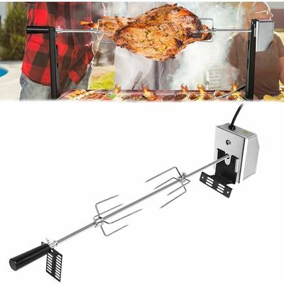 Grillspieß Set 117cm Rotisserie Brathähnchen Drehspieß mit Edelstahl Motor 220V - 240V mit