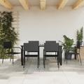 7-tlg. Garten-Essgruppe, Garten-Lounge-Set, Sitzgruppe Gartenset Schwarz Poly Rattan und Stahl