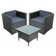 Polyrattan Lounge Set Sitzgruppe Loungesessel Gartensessel Gartentisch Anthrazit